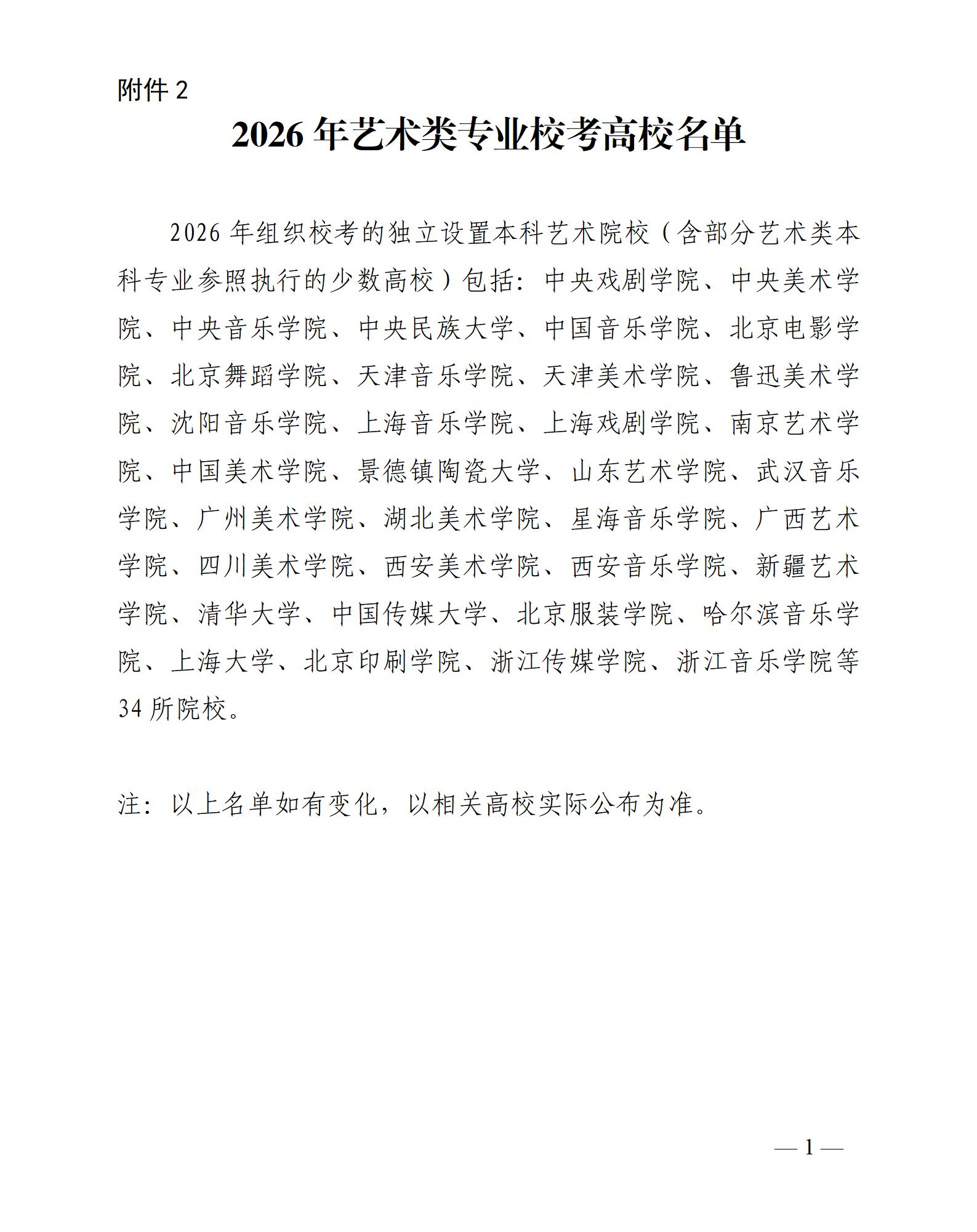 2026年艺术类专业校考高校名单_01.jpg